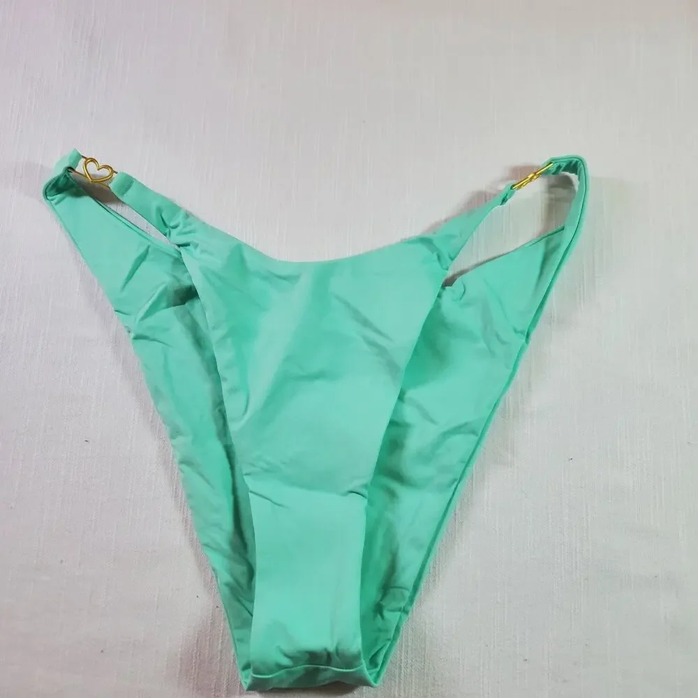L*Space Monica Wise Mint Green Teal Bikini Bottom Swimsuit Small S Womens NWT